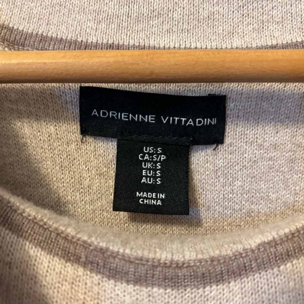 Adrienne Vittadini Taupe and Cream Knit Sweater Dress - Picture 2 of 5
